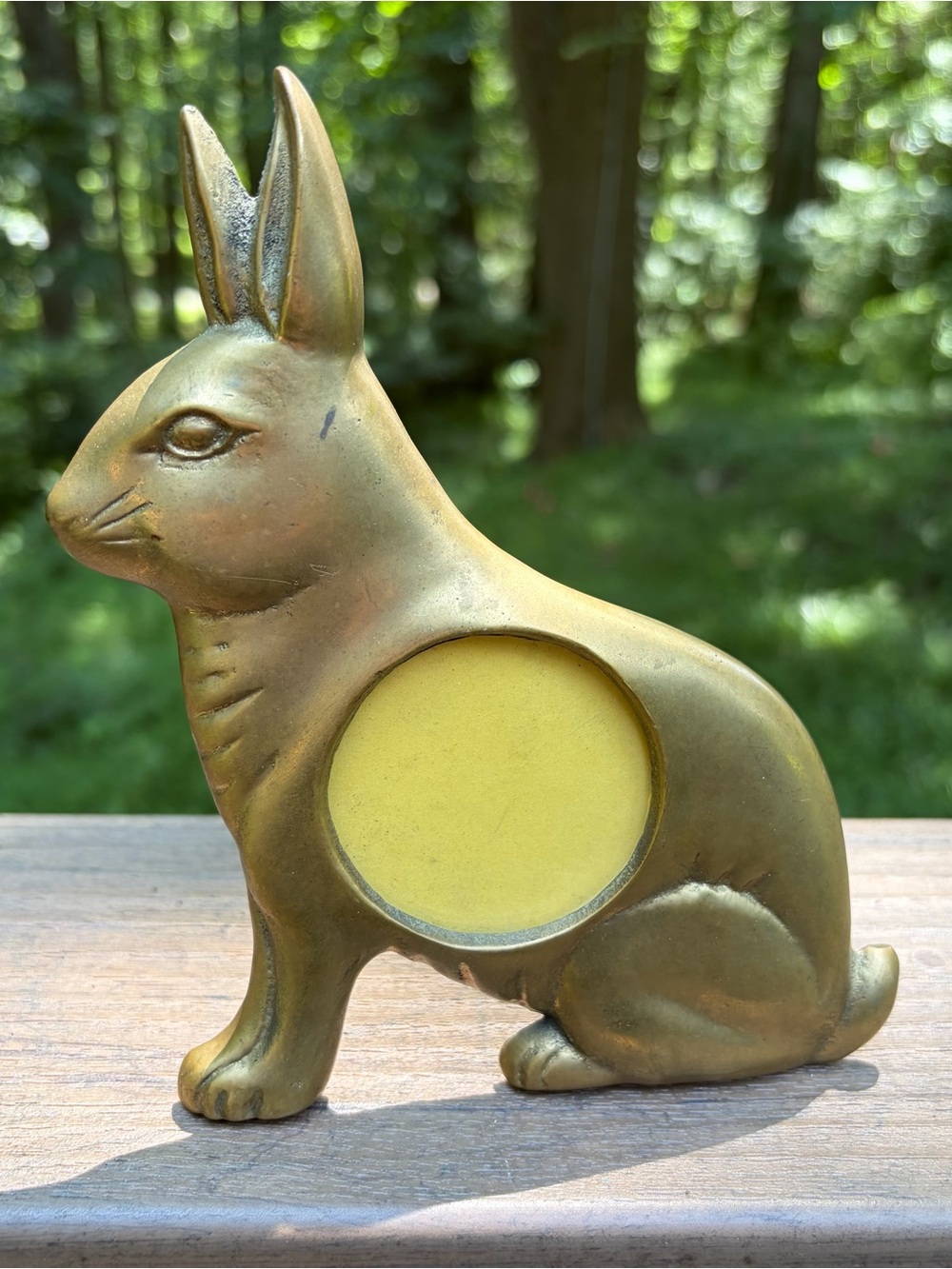 Vintage Solid Brass Bunny Rabbit Picture Frame Cottage Core French Country